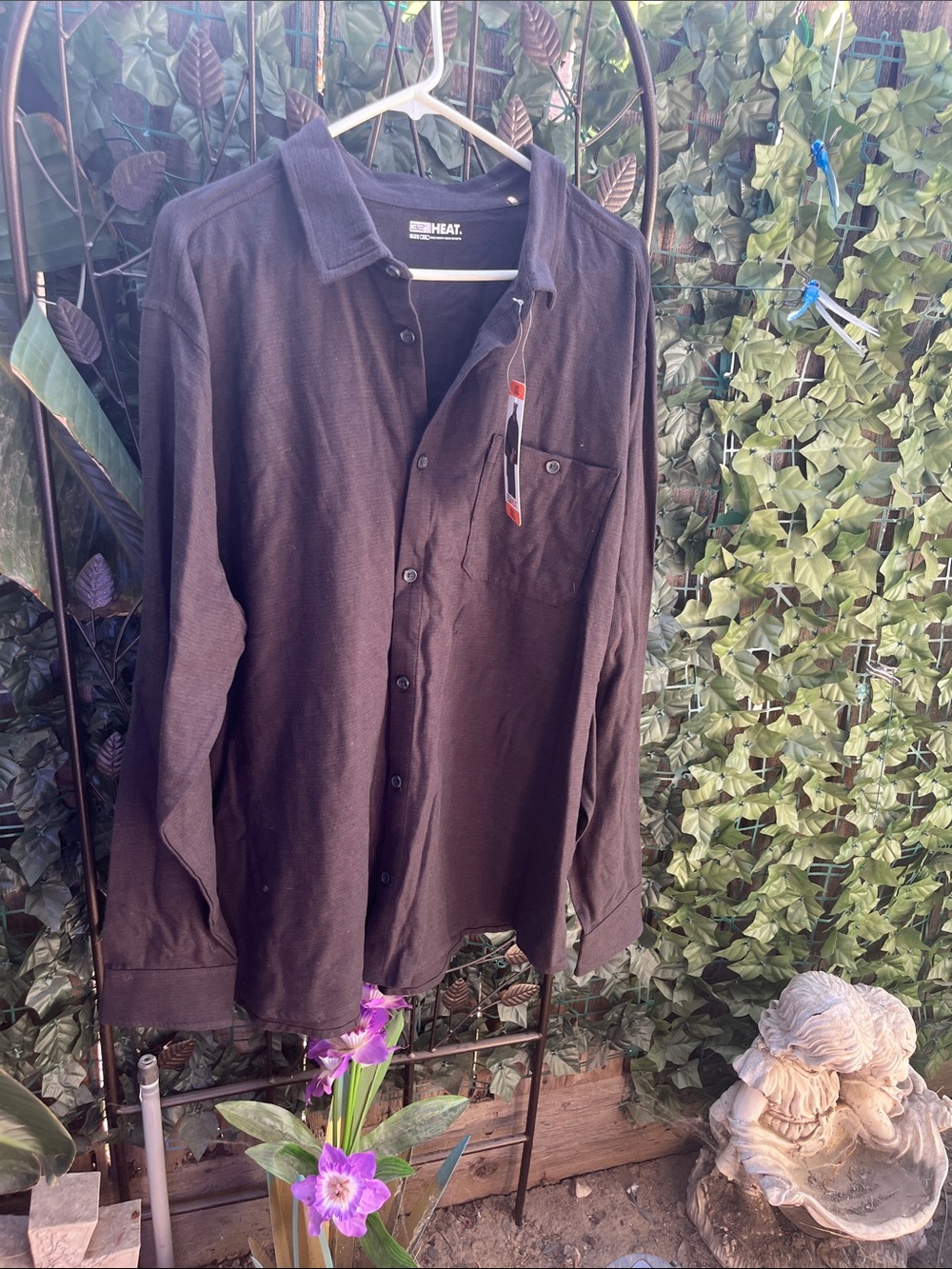 32 Degrees Men's Dark Brown Button-Up Lightweight Shirt Jacket